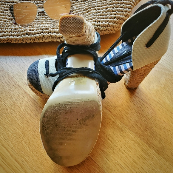 Modcloth Sz 9 Nautical Espadrille Platform Sandals - Picture 6 of 7